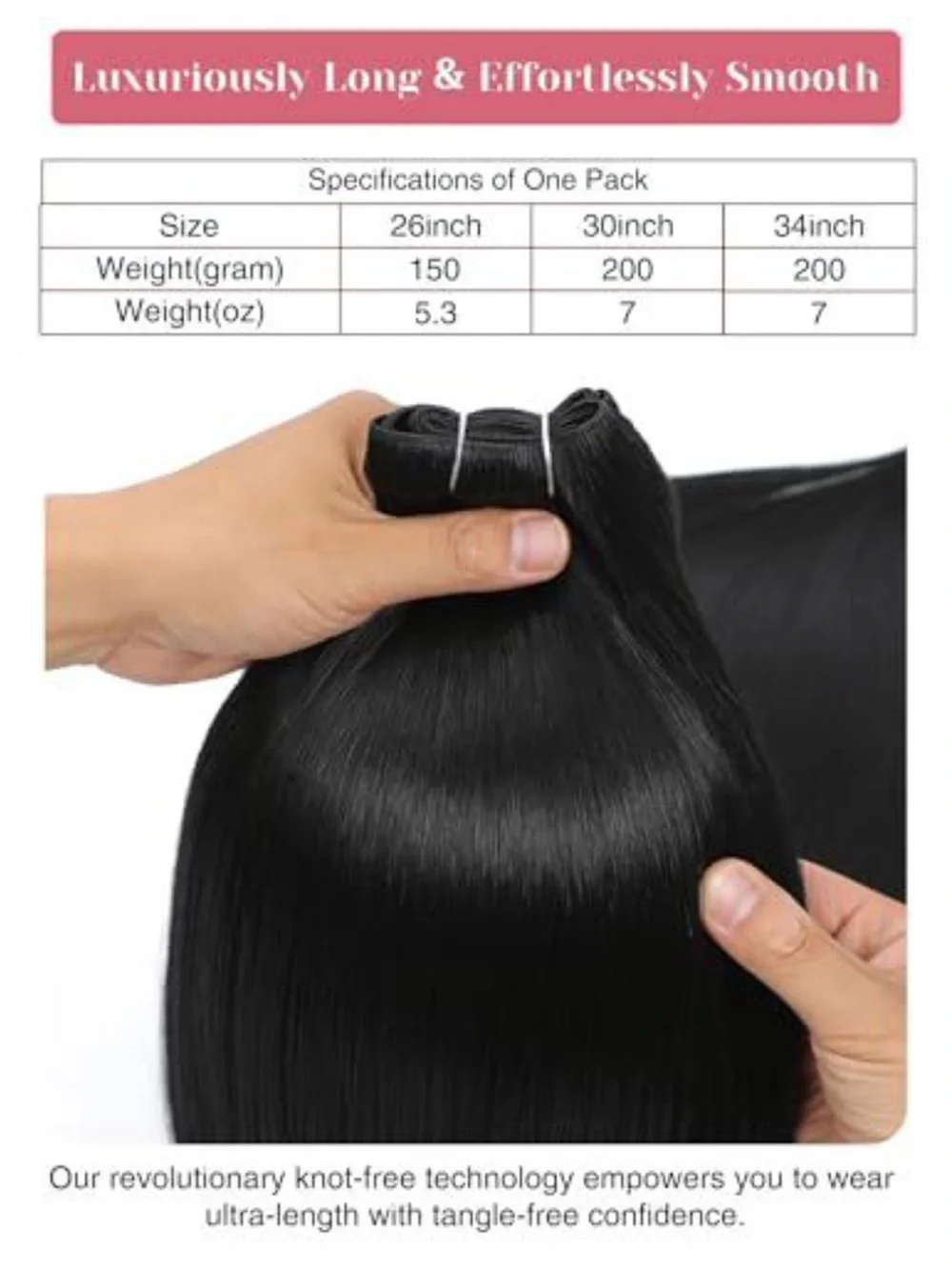 Black Straight Clip-In Hair Extensions - Sleek Women’s Hair